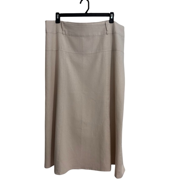 Athena Marie Dresses & Skirts - Athena Maria midi seamed skirt Linen blend side zip khaki Women's Size XL